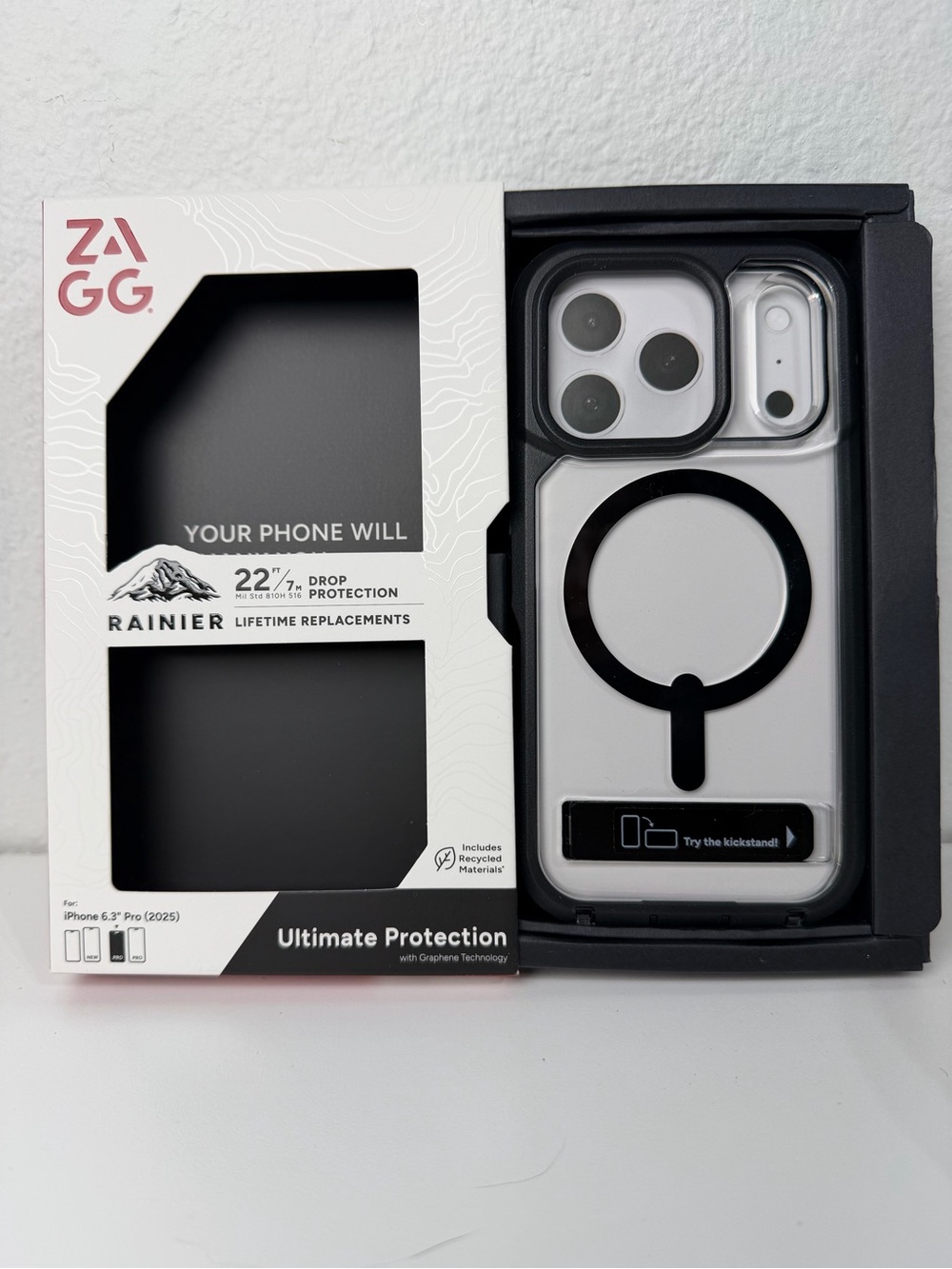 ZAGG Rainier Ultimate Protection Kickstand Case For iPhone 17 PRO Max Black NIP